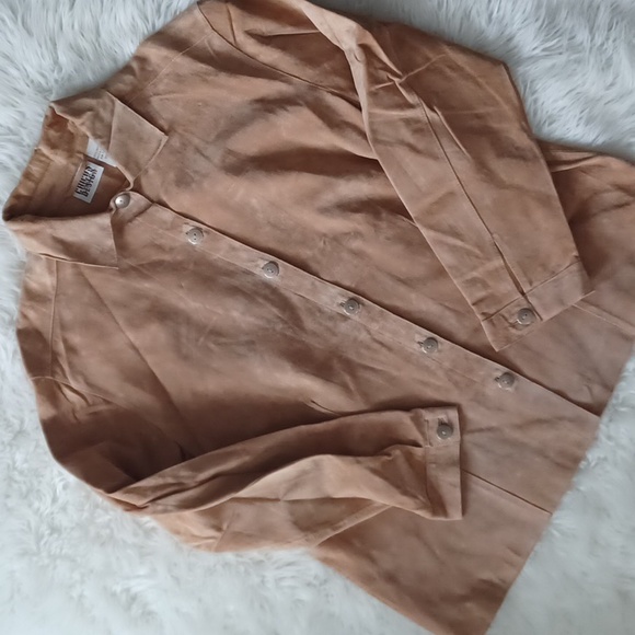 Chicos Genuine Leather Button Down - Picture 6 of 9